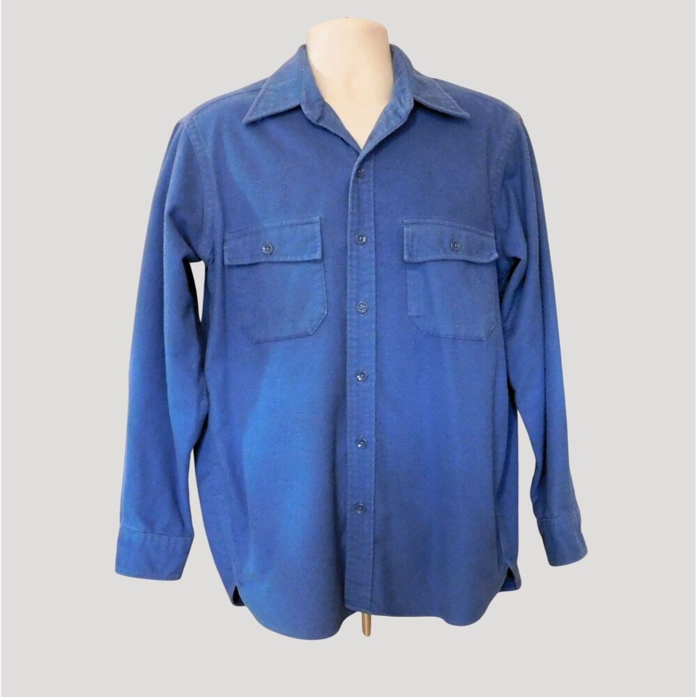 L.L. Bean Chamois Cloth Shirt Mens Regular Size 16 Blue Long Sleeve 100% Cotton - Picture 4 of 8